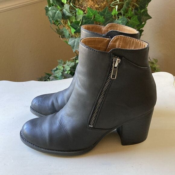 Naturalizer Natural Soul Black Vegan Leather Double Zip Comfort Ankle Boots 8M - Picture 4 of 14